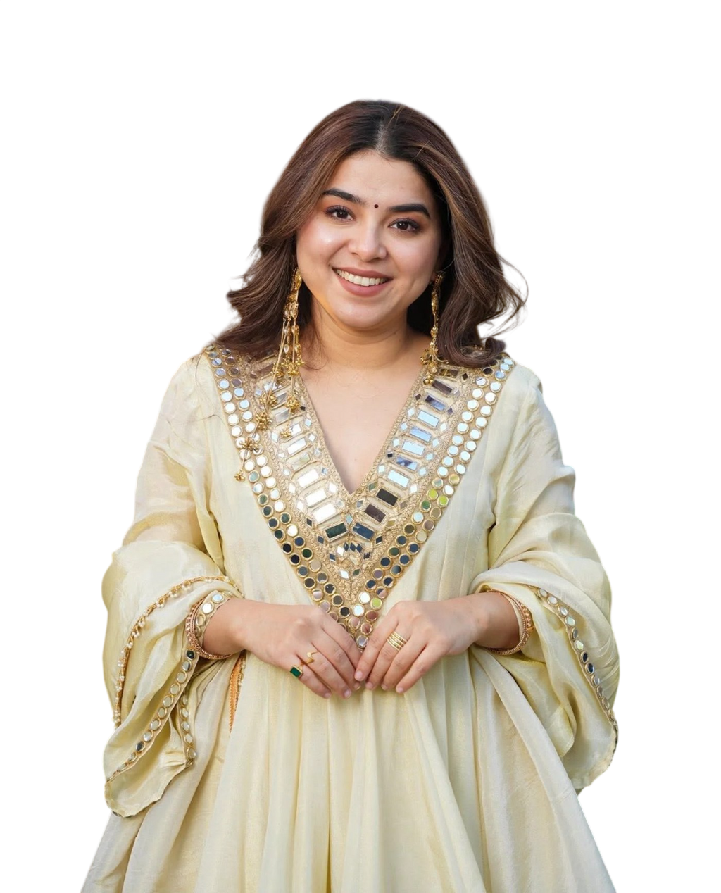 Ivory Mirror Work Kurta Sharara Set